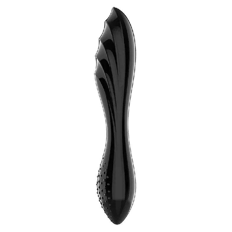 anal toys with fuzzy shaft-Satisfyer Dazzling Crystal - Black Glass Anal Dildo