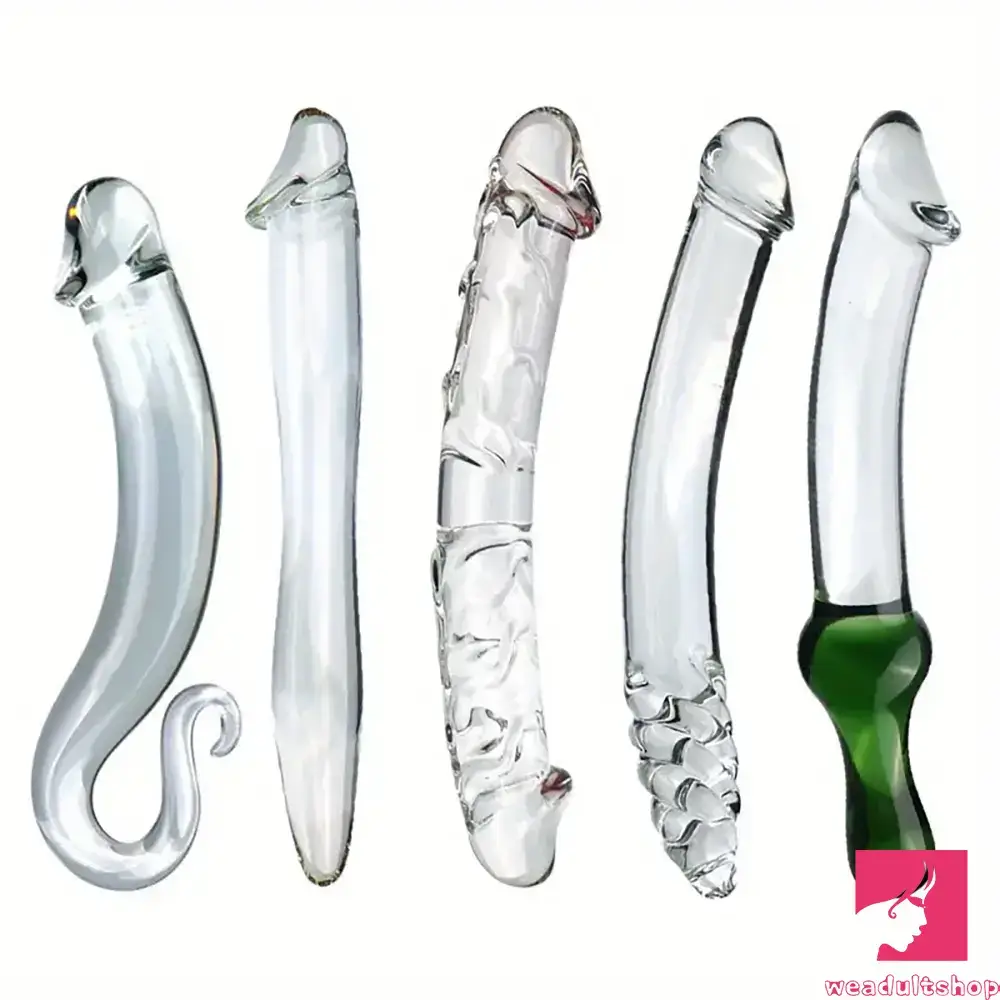 anal toys with gritty texture-6.49in 8.26in Glass Dual Heads Dildo For Anal Vaginal Orgasm