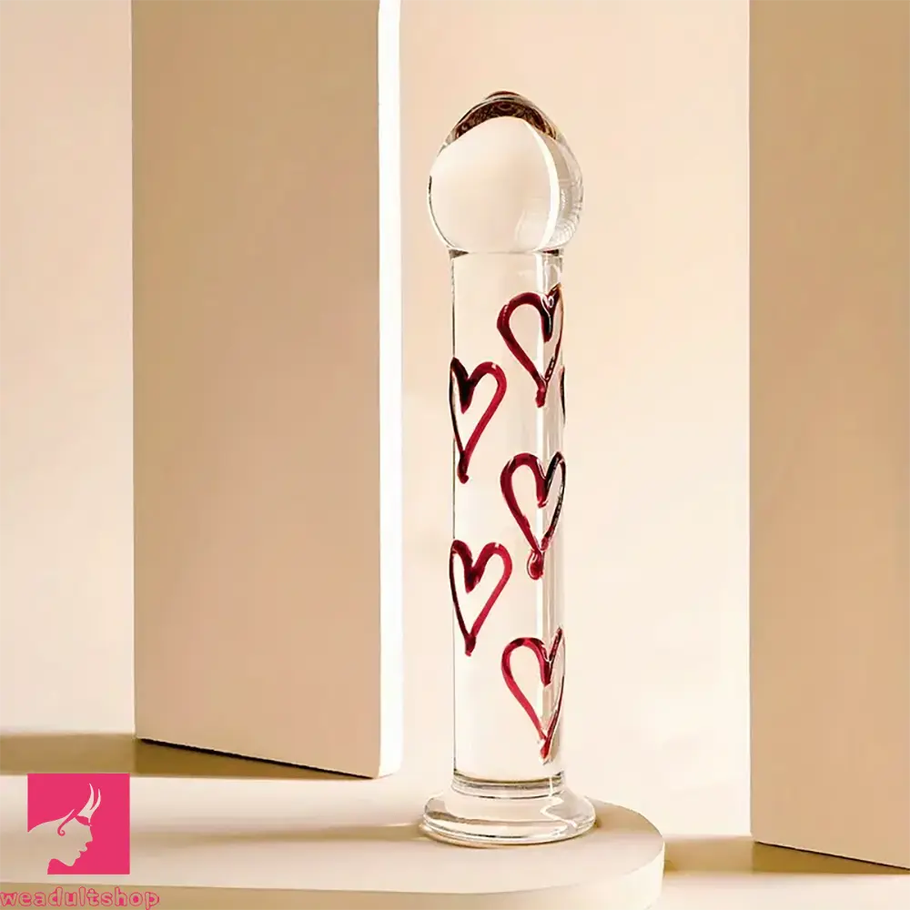 anal toys with pointed tip-6.69in Crystal Heart Glass Clear Dildo Suction Cup Elegant Anal Sex Love