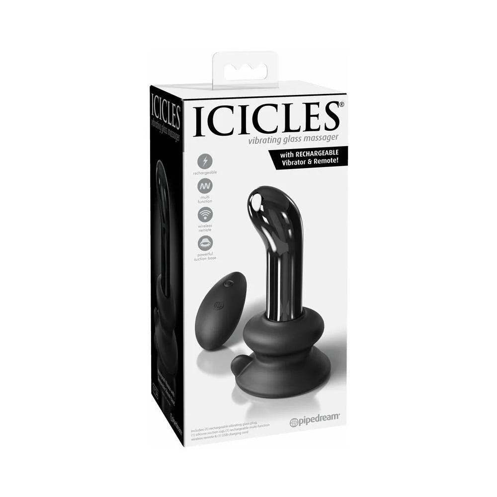 anal toys with pointed tip-Icicles No. 84 Rechargeable Glass P-Spot Plug with Remote Control