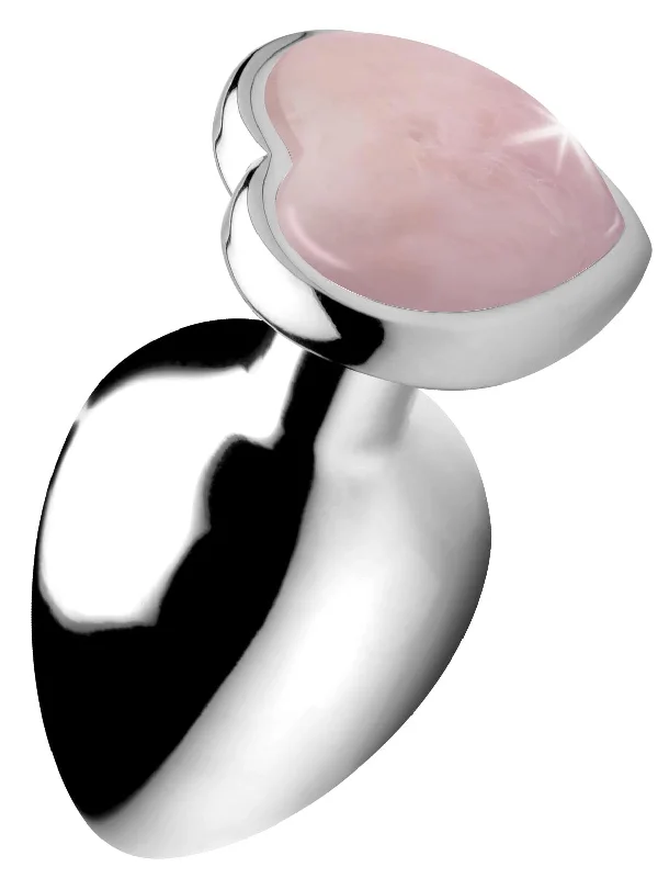 anal toys with abstract shapes-Authentic Rose Quartz Gemstone Heart Anal Plug - Large