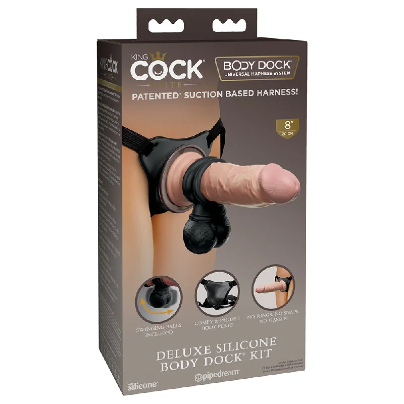 cock ring muted grip-King Cock Elite Deluxe Silicone Body Dock Kit Beige/Black