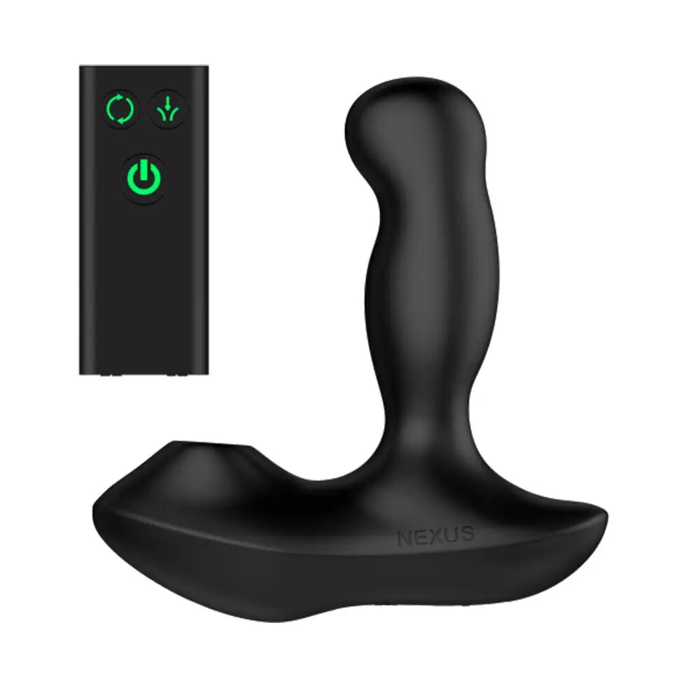 cock ring user grip-Nexus Silicone Black Rotating Prostate Massager with Air Suction and Remote