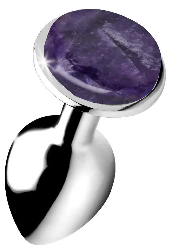 anal toys for thrilling comfort-Genuine Amethyst Gemstone Anal Plug - Small