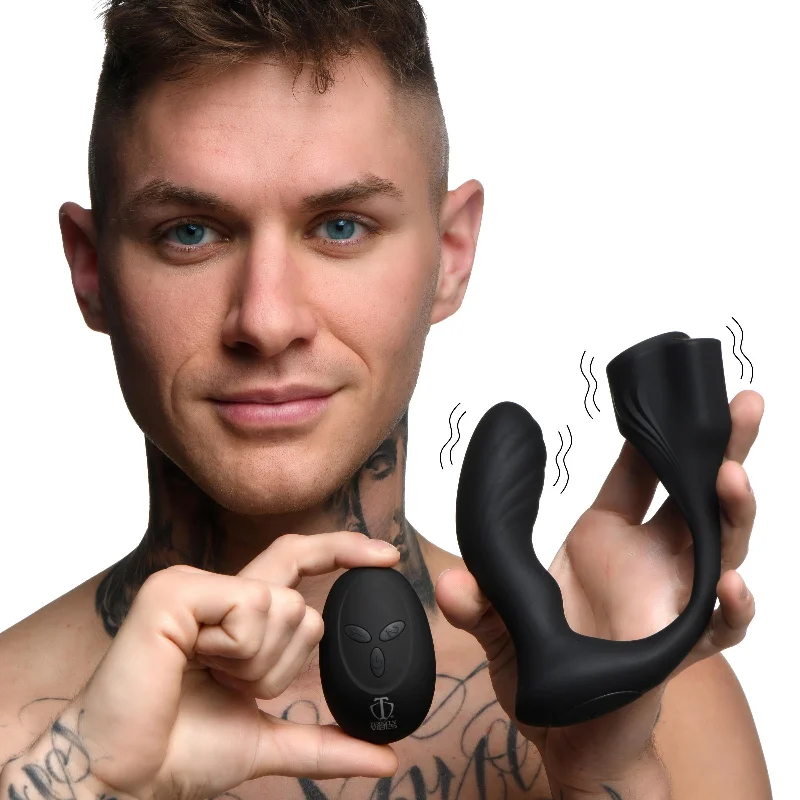 cock ring tough texture-7X Silicone Prostate Plug with Ball Stretcher and Remote