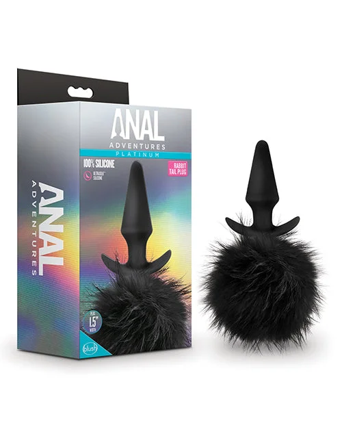 anal toys with quad vibes-Blush Anal Adventures Platinum Rabbit Tail Plug - Black