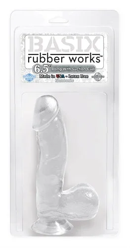 penis-measurement-accuracy-tips-Basix Rubber Works - 6.5 Inch Dong With Suction Cup - Clear