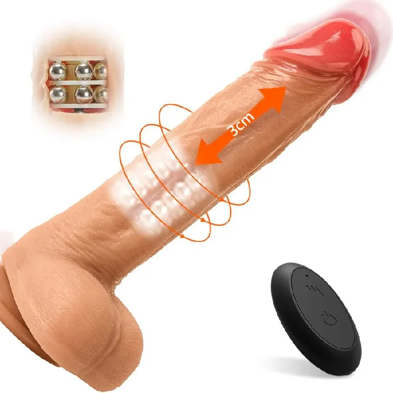 linen men’s underwear-Dildo-soggy-Remote Thrusting Beads Massage Dildo