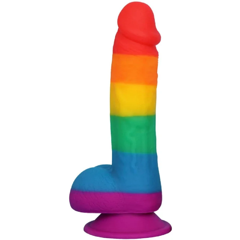 silk v-neck cami-Dildo-mocked-Rainbow Dildo - 8" Soft Silicone Big Realistic Dildo