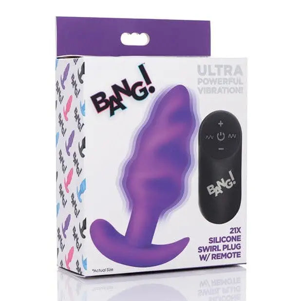 cock ring trendy fit-BANG! 21X Remote Control Vibrating Silicone Swirl Butt Plug