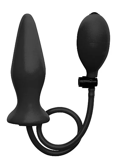 cock ring budget finish-Ouch Inflatable Silicone Butt Plug Black