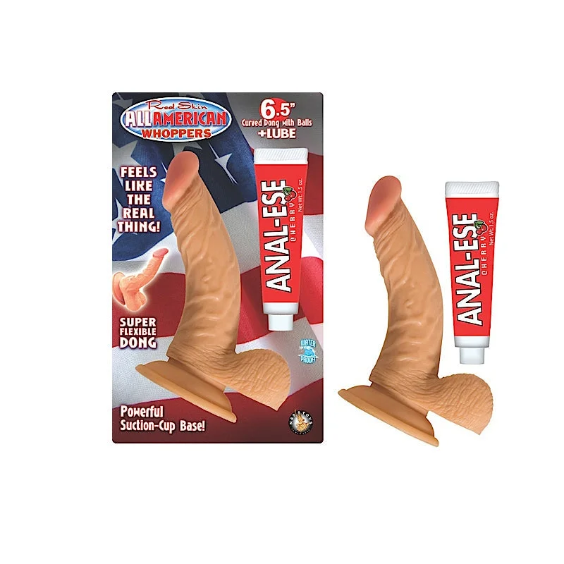 penis-size-and-lifestyle-All American Whoppers 6.5 in. Curved Dong with Balls + Cherry Anal-Ese