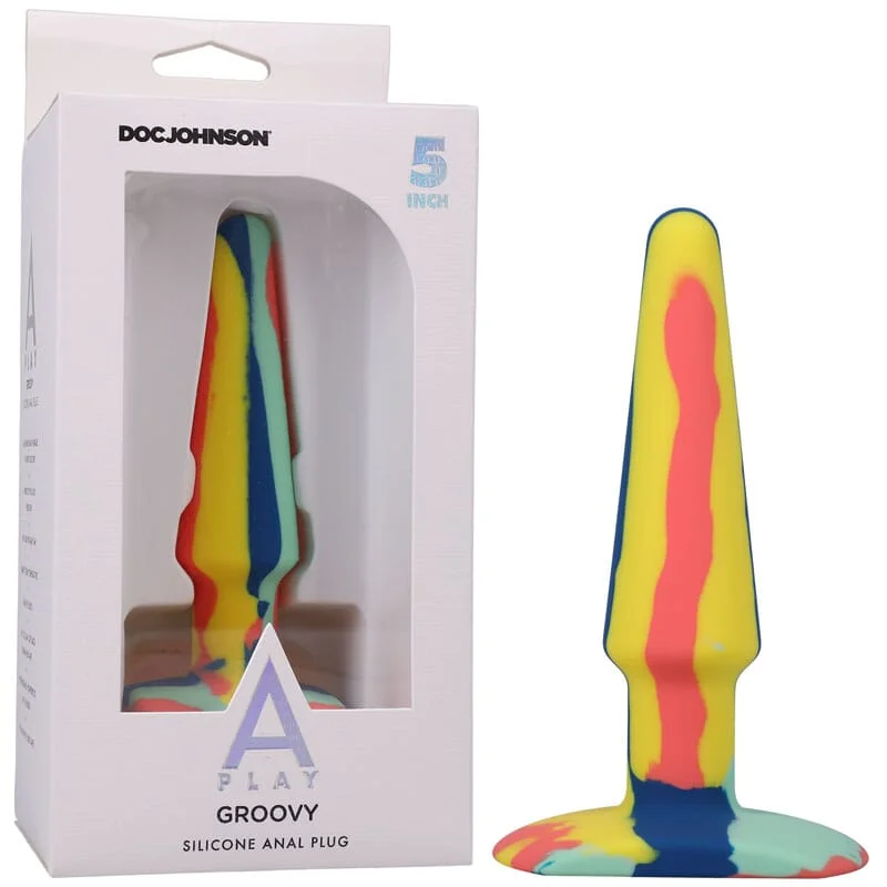 anal toys with studded texture-A-Play Groovy Silicone Anal Plug- 5 inch