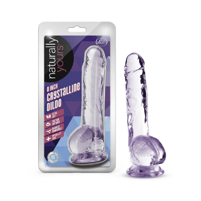 men’s hemp bikini-Dildo-popping-Naturally Yours Crystalline Dildo 8 In. Amethyst