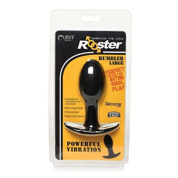 anal toys for group bliss-Curve Novelties Rooster Rumbler Vibrating Silicone Anal Plug - Black