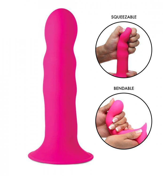 penis-measurement-methods-simple-Squeezable Wavy Dildo - Pink