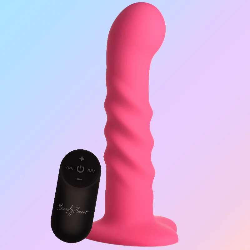 sexy cowboy outfit-Dildo-snapping-Simply Sweet 21X Vibrating Ribbed Silicone Dildo w/ Remote