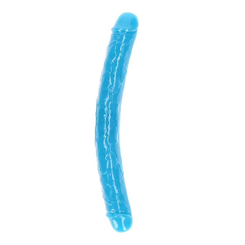 penis-odor-prevention-methods-RealRock Glow in the Dark Double Dong 15 in. Dual-Ended Dildo Neon Blue