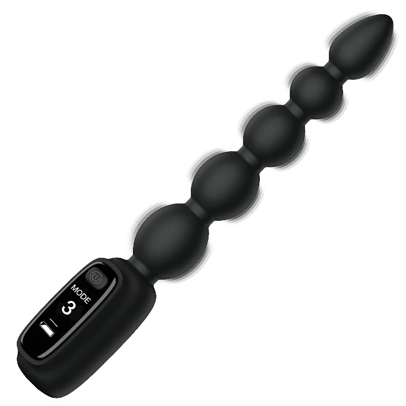 anal toys for thrilling vibes-Silicone Anal Beads with Digital Display