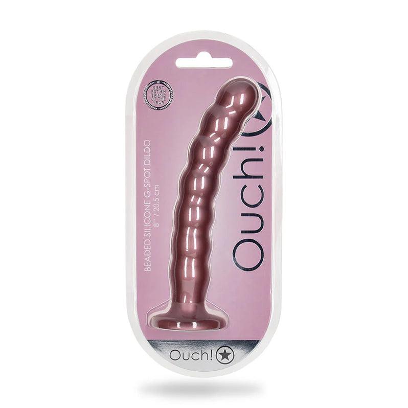 soft molded bra-Dildo-silent-Ouch! Beaded G-Spot Silicone Dildo 8in