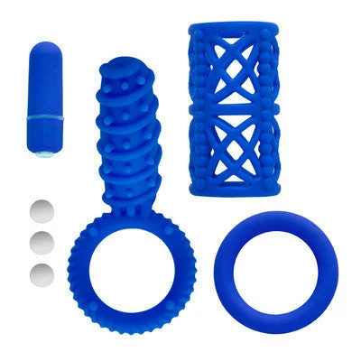 cock ring user grip-Simply Silicone 10X Couples Kit - Midnight Blue