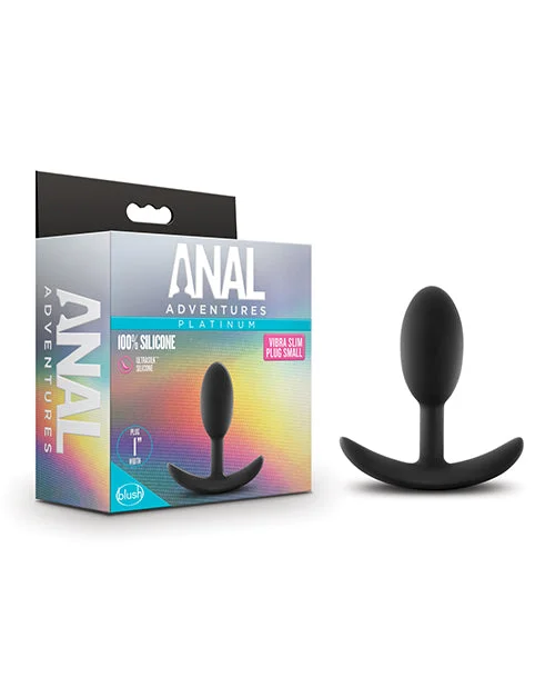 anal toys for quiet pleasure-Blush Anal Adventures Platinum Silicone Vibra Slim Plug - Black