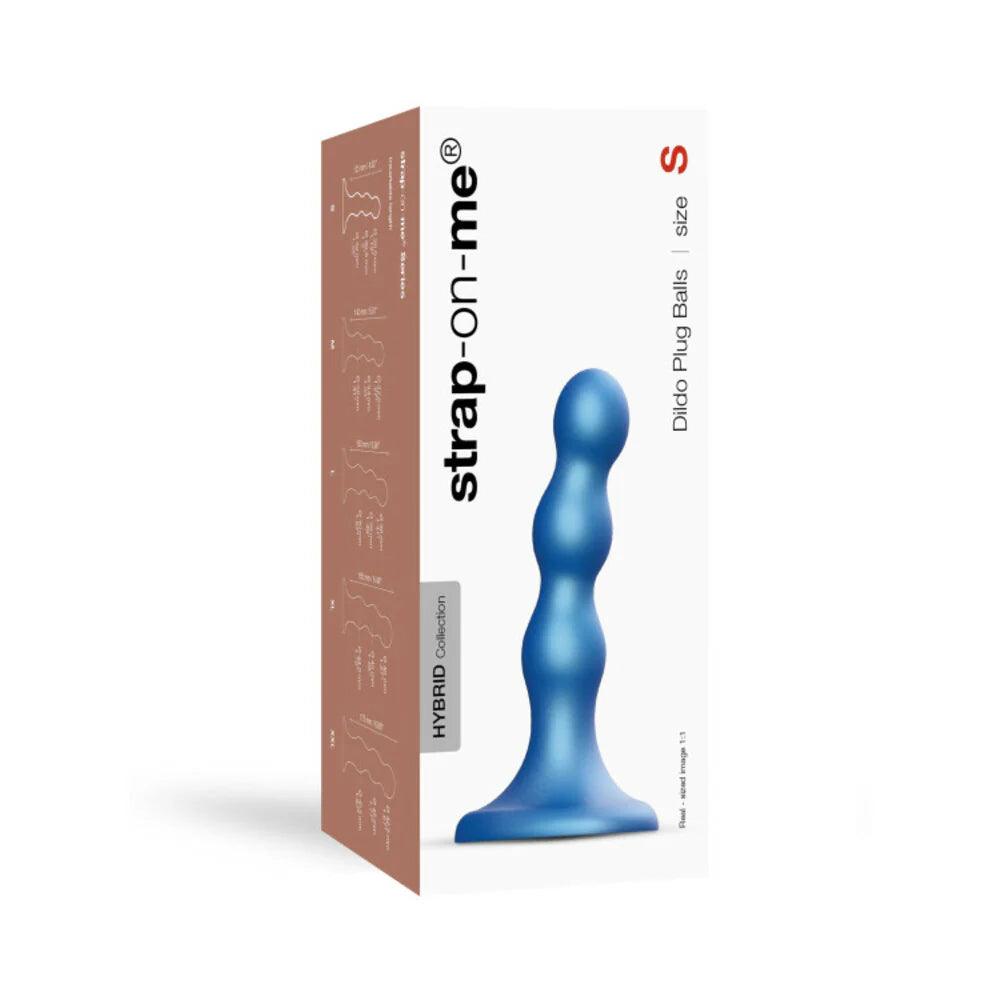 ruched mesh panties-Dildo-shy-Strap-On-Me Hybrid Collection Silicone Dildo Plug Balls - Metallic Blue