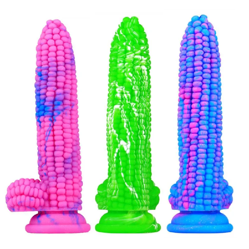 anal toys with lined grip-Lurevibe - Corn Silicone Dildo Huge Penis Anal Plug