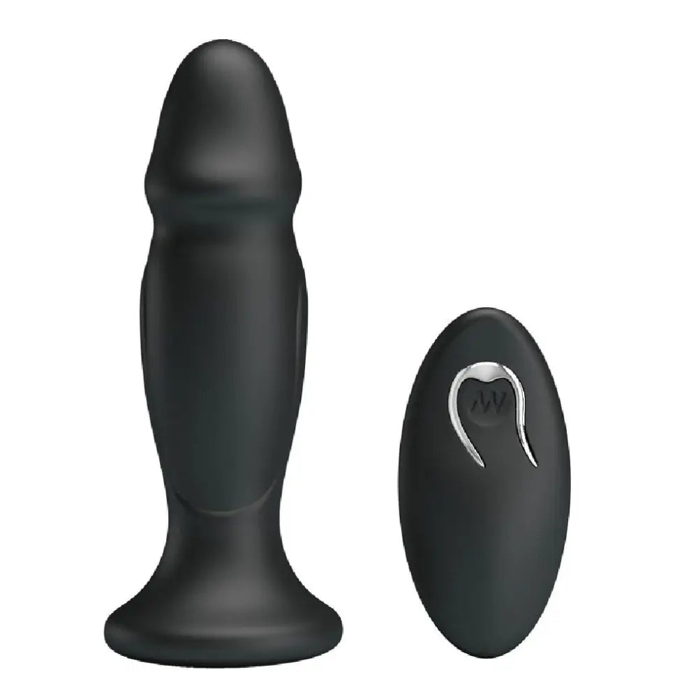 cock ring deep design-5-inch Silicone Black Powerful Waterproof Vibrating Butt Plug with Remote