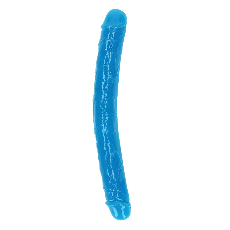 penis-cleaning-routine-effective-RealRock Glow in the Dark Double Dong 12 in. Dual-Ended Dildo Neon Blue