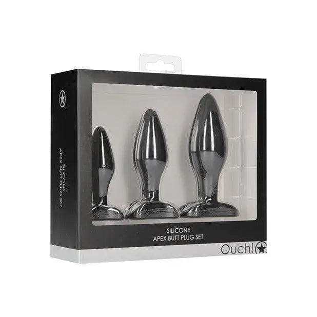 anal toys for icy vibes-Shots Ouch Apex Butt Plug Set - Black