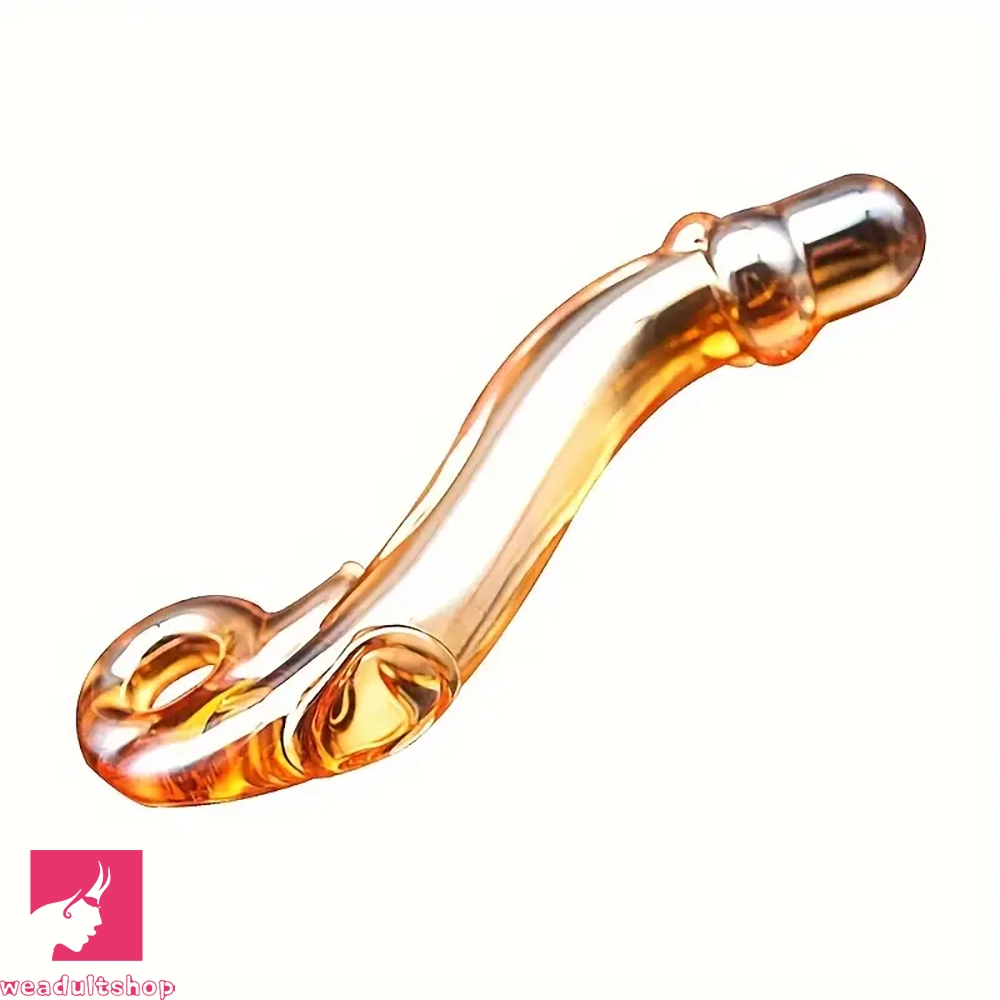 anal toys with gentle hum-7.1in Handcrafted Glass Curved Anal Dildo For Couples Sex Women