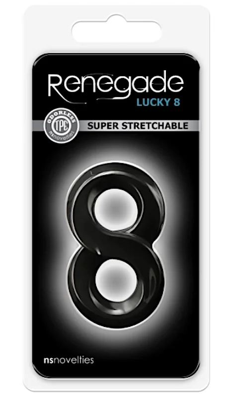 cock ring deep finish-Renegade ''Lucky 8'' Cock Ring -Blk